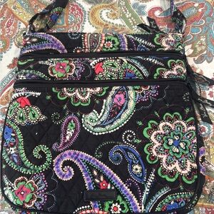 Vera Bradley Black Paisley Crossbody Bag EUC